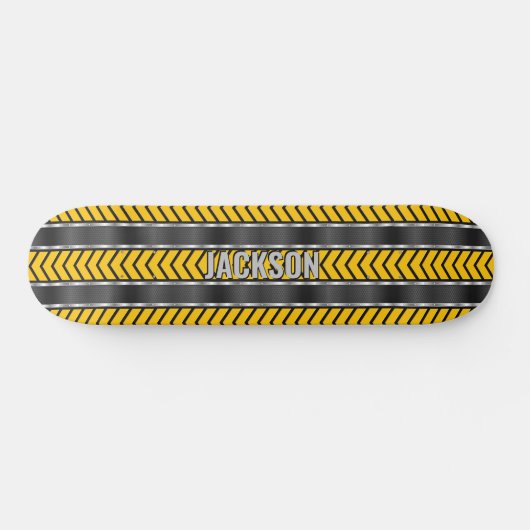 Name Initialen hinzufügen, Silver Yellow Black Arr Skateboard (Horizontal)