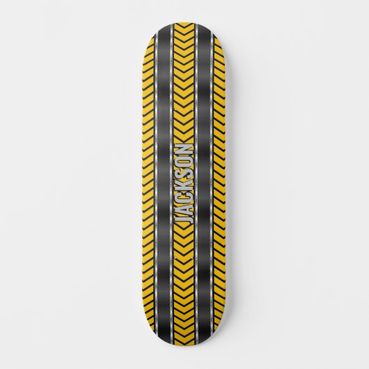 Name Initialen hinzufügen, Silver Yellow Black Arr Skateboard (Vorderseite)