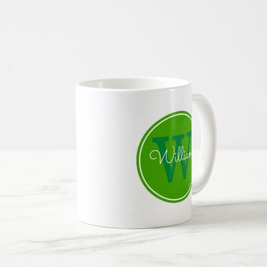 Name + Initialen-Innere-Grün-Kreis Kaffeetasse (VorderseiteRechts)