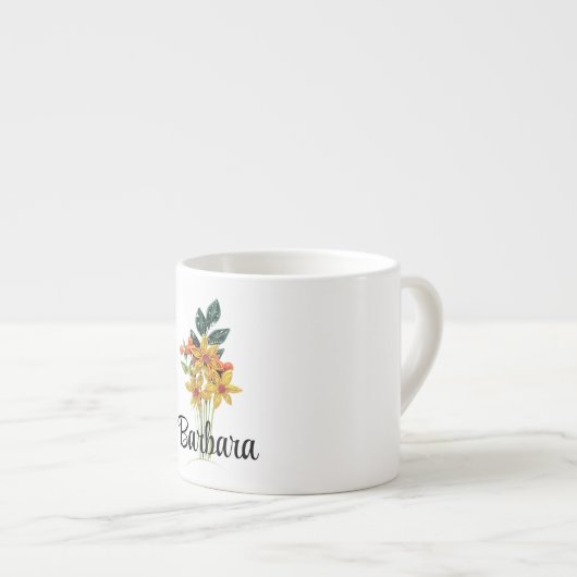 Name Initialen oder Text, Papier, Blume 6oz Espressotasse (Vorderseite Rechts)