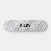 Name-Initialen Silver Grey Steel Schachbrett Plate Skateboard (Horizontal)