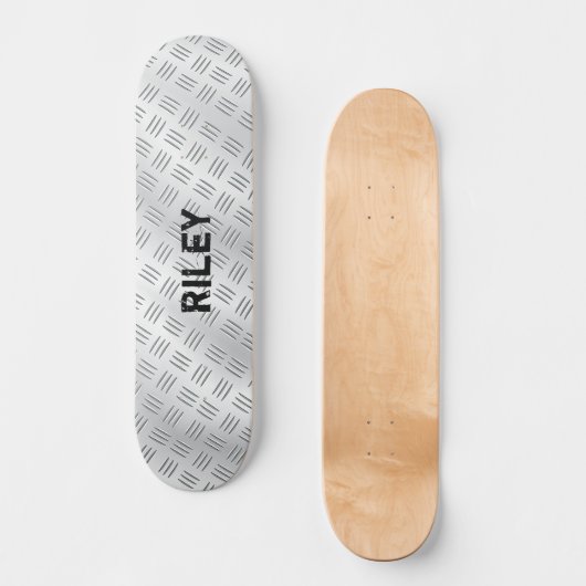 Name-Initialen Silver Grey Steel Schachbrett Plate Skateboard (Vorderseite)