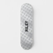 Name-Initialen Silver Grey Steel Schachbrett Plate Skateboard (Vorderseite)