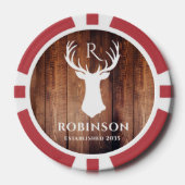Name Initials Monogram Rustic Deer Antler Simple Pokerchips (Vorderseite)