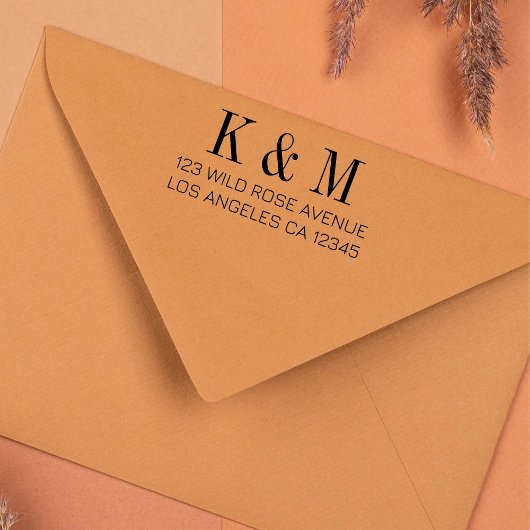 Name Initials Monogram Wedding Rücksendeadresse Permastempel