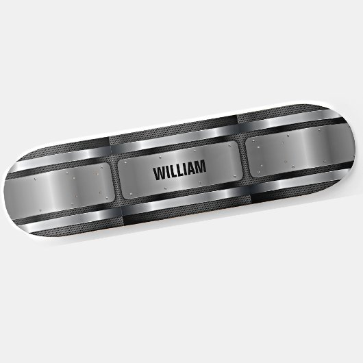 Name Initials Silver Gray Metallic Look Skateb hin Skateboard