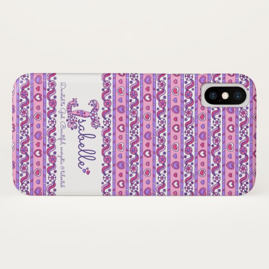 Name Isabelle I Monogramm: Doodle-Fall Case-Mate iPhone Hülle (Rückseite (Horizontal))