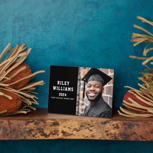 Name Jahr 2024 Schule moderner schwarzer Abschluss Fotoplatte (Seite)