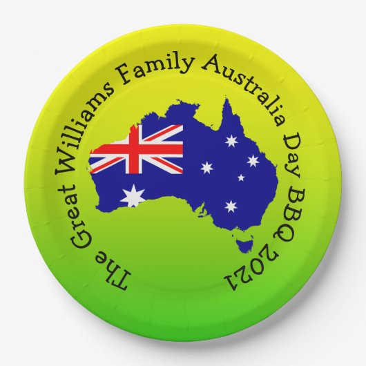 Name Jahr Australien Tag GRILLEN 9" Pappteller (Vorderseite)