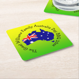 Name Jahr hinzufügen, Australien Tag Grünen Gold f Rechteckiger Pappuntersetzer