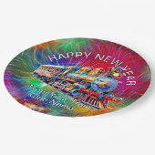 Name Jahr hinzufügen, Dampfzug Feuerwerkskörper im Pappteller (Schrägansicht)