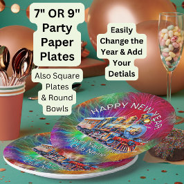 Name Jahr hinzufügen, Dampfzug Feuerwerkskörper im Pappteller