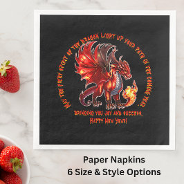 Name Jahr hinzufügen, Text - Feuerdrache - Neues J Serviette