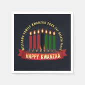 Name Jahr Kwanzaa Candles Cocktail hinzufügen Serviette (Vorderseite)