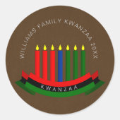 Name Jahr Kwanzaa Kerzen hinzufügen Runder Aufkleber (Vorderseite)