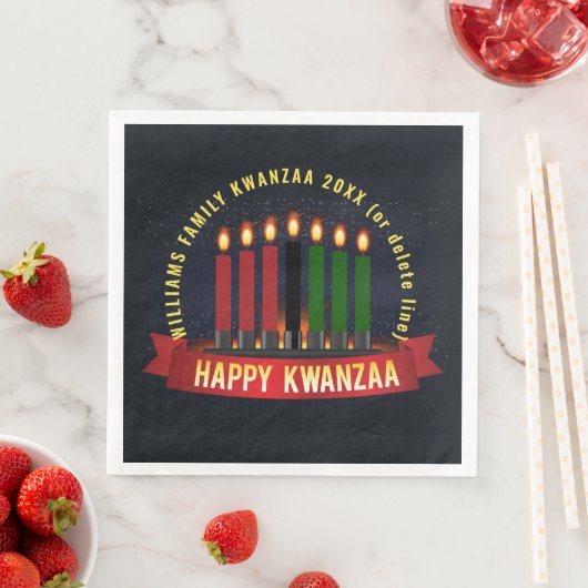Name Jahr Kwanzaa Kerzen hinzufügen Serviette (Beispiel)