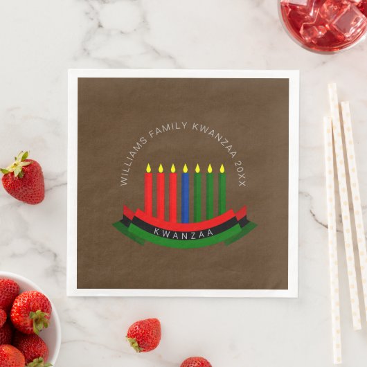 Name Jahr Kwanzaa Kerzen hinzufügen Serviette (Beispiel)
