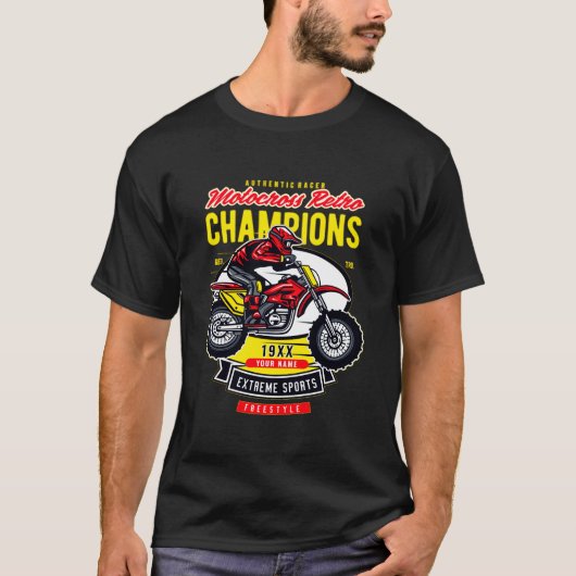Name Jahr Motocross Retro Champions Rider hinzufüg T-Shirt (Vorderseite)