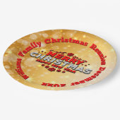 Name Jahr passend Frohe Weihnachten 9" Pappteller (Schrägansicht)