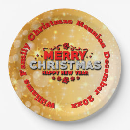 Name Jahr passend Frohe Weihnachten 9" Pappteller