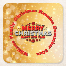Name Jahr passend Frohe Weihnachten hinzufügen Rechteckiger Pappuntersetzer