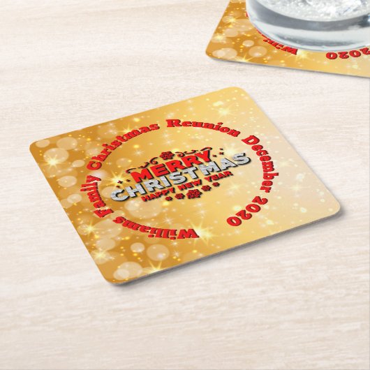 Name Jahr passend Frohe Weihnachten hinzufügen Rechteckiger Pappuntersetzer (angewinkelt)