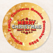 Name Jahr passend Frohe Weihnachten hinzufügen Runder Pappuntersetzer (Vorderseite)