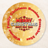 Name Jahr passend Frohe Weihnachten hinzufügen Runder Pappuntersetzer (Vorderseite)
