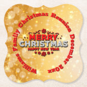 Name Jahr passend Frohe Weihnachten hinzufügen Untersetzer (Vorderseite)