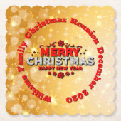 Name Jahr passend Frohe Weihnachten hinzufügen Untersetzer (Vorderseite)