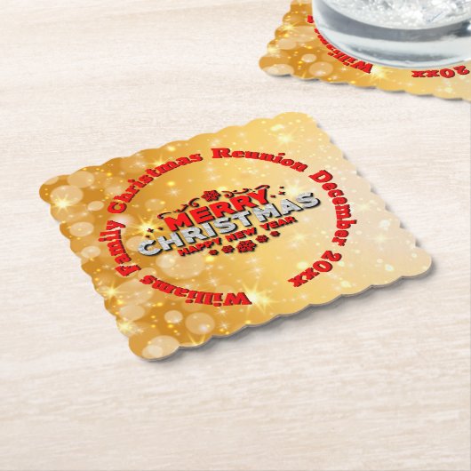Name Jahr passend Frohe Weihnachten hinzufügen Untersetzer (angewinkelt)