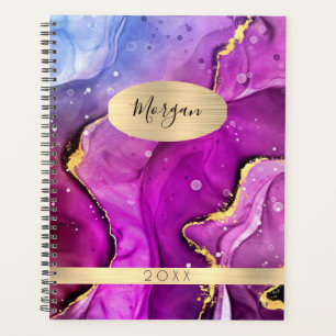 Name & Jahr, Red Violet & Gold Tinte Abstrakt Planer