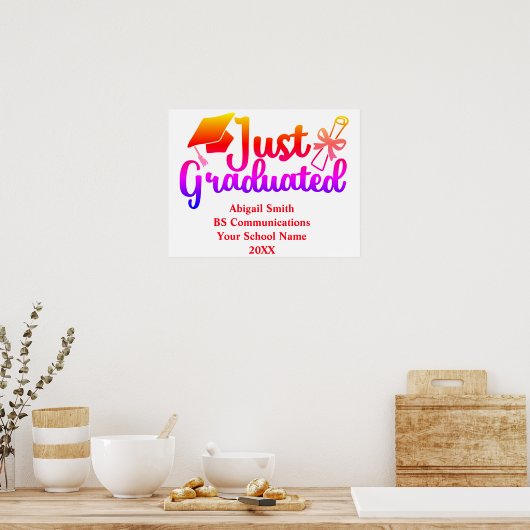 Name, Jahr, Schule, personalisierter Abschluss Poster (Küche)