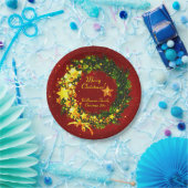 Name Jahr Weihnachten 20xx Gold Wreath auf Red Pappteller (Party)