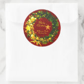 Name Jahr Weihnachten 20xx Gold Wreath auf Red Runder Aufkleber (Tasche)