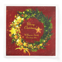 Name Jahr Weihnachten 20xx Gold Wreath auf Red