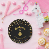 Name jedes Alters Schwarz- und Goldstars zum Gebur Pappteller (Party)