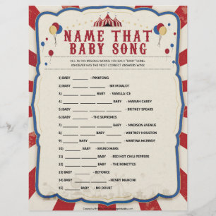 Name jenes Baby Song [Circus Theme] Briefbogen