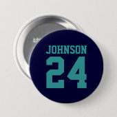 Name Jersey, Navy und Aquamarin Athlete Button (Vorne & Hinten)