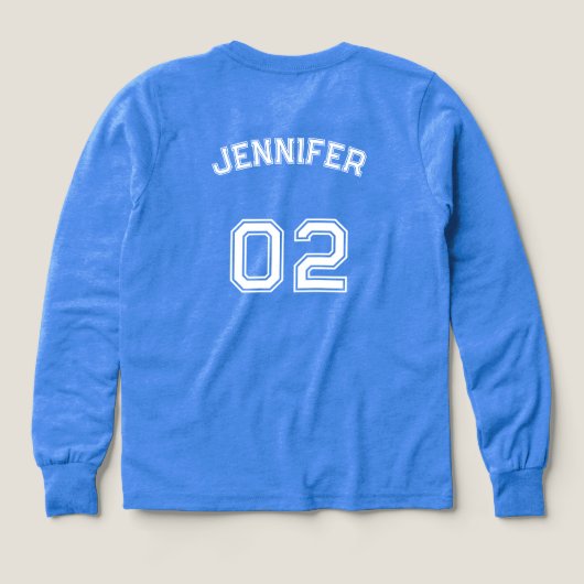 Name Jersey Number Girls Blue Long Sleeve (Design Rückseite)