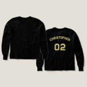 Name Jersey Nummer Boys Black Long Sleeve (Design Vorder- & Rückseite)