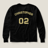 Name Jersey Nummer Boys Black Long Sleeve (Design Rückseite)