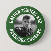 Name Jersey Nummer Foto für grüne und weiße Athlet Button (Vorderseite)