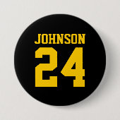 Name Jersey Nummer für Schwarz und Gelb Button (Vorderseite)