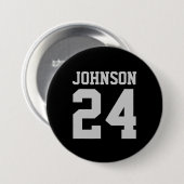 Name Jersey Nummer Schwarz und Grau Athlete Button (Vorne & Hinten)