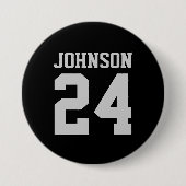Name Jersey Nummer Schwarz und Grau Athlete Button (Vorderseite)