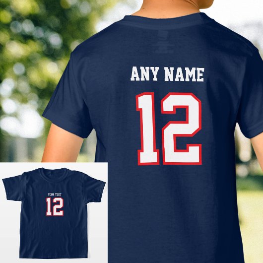 Name Jersey Sports Navy Red T-Shirt