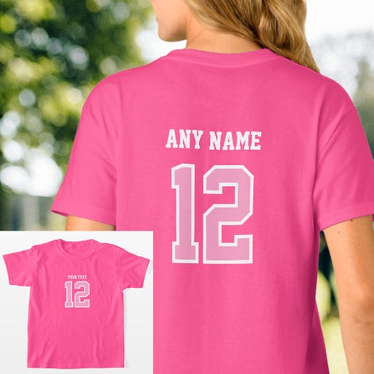 Name Jersey Sports Pink White T-Shirt