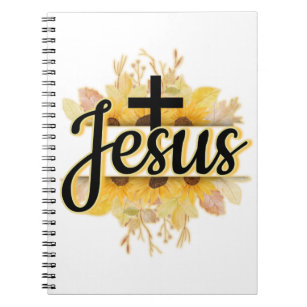 Name Jesus mit Sonnenblumen und Spiralscheibe Notizblock