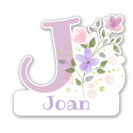 Name Joan & Initial mit Blumendesign Aufkleber